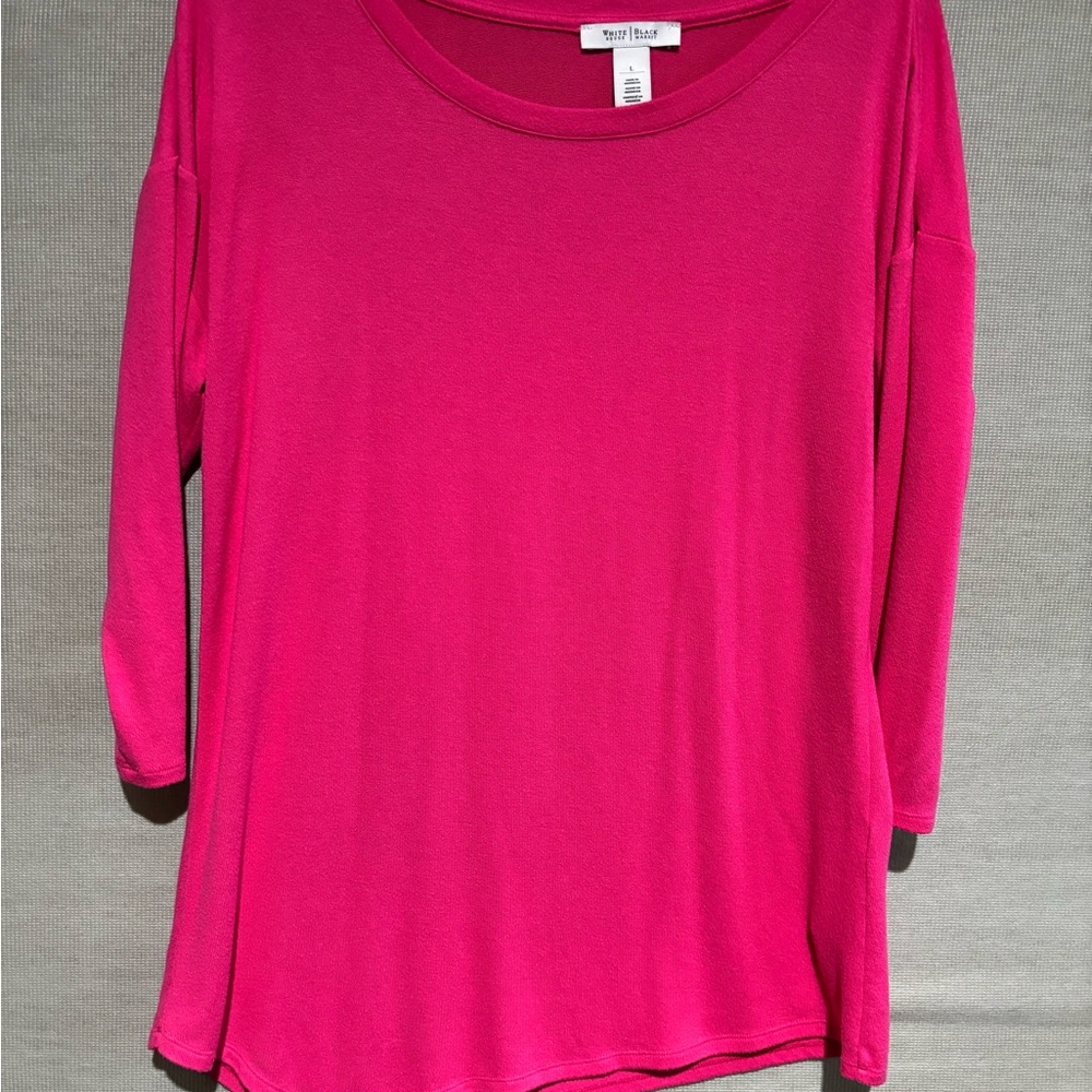 White House Black Market Pink Long Sleeve tunic with asymmetric hem